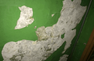 Окрасочное покрытие стен подъезда до выполненных работ 