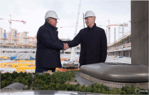 Мэр Москвы Сергей Собянин посетил стадион «Динамо», где в данный момент проводится масштабная реконструкция